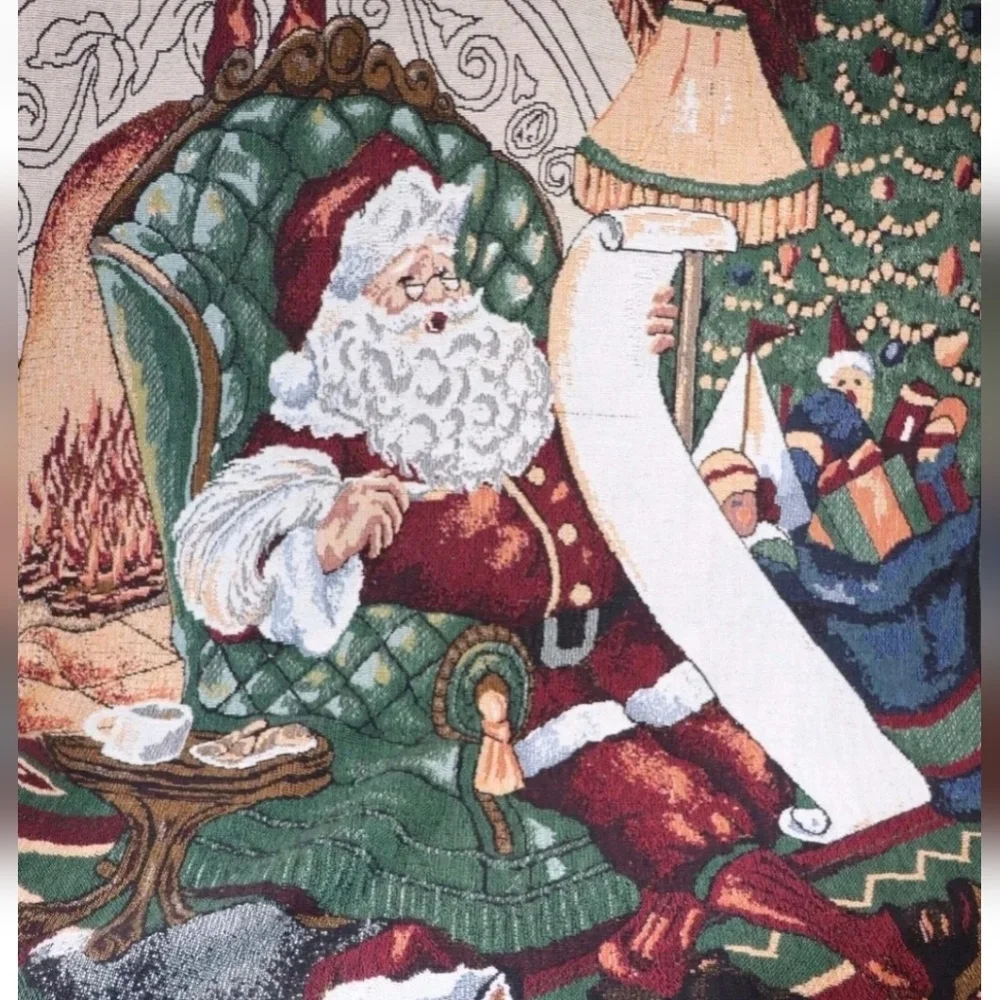 Manual Woodworkers and‎ Weavers 1996 Edition Throw Blanket Santa Christmas